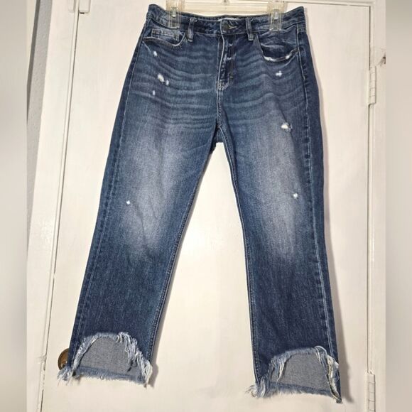 Hidden Jeans Asymmetrical Crop Sz 29 100% Cotton - Picture 1 of 13
